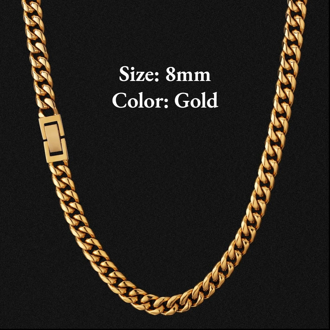 Wholesale 6mm 8mm 18K Gold Plated Men Hiphop Jewelry Stainless Steel Miami Cuban Link Chain Women Gifts Stainless Steel Necklace-9