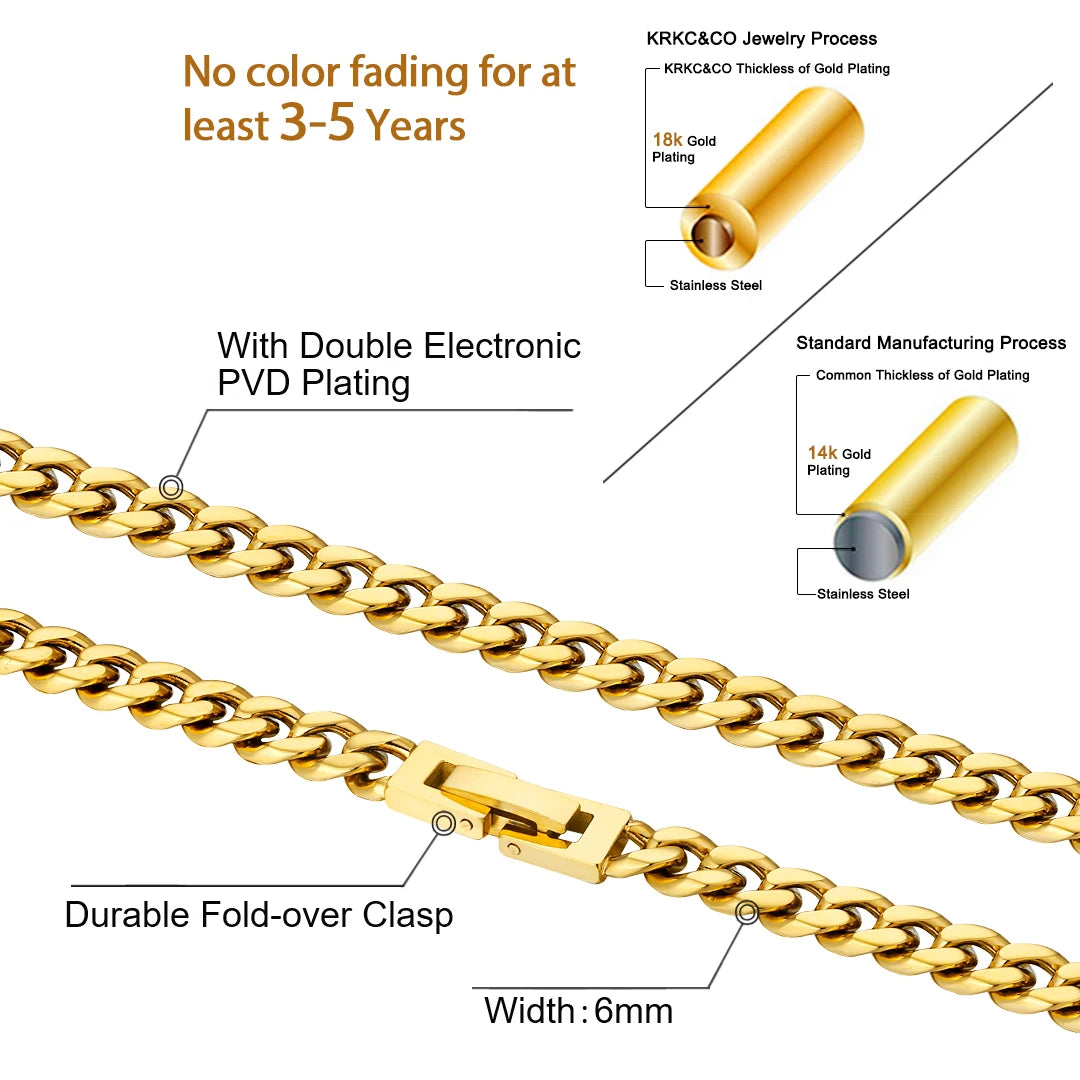 Wholesale 6mm 8mm 18K Gold Plated Men Hiphop Jewelry Stainless Steel Miami Cuban Link Chain Women Gifts Stainless Steel Necklace-4