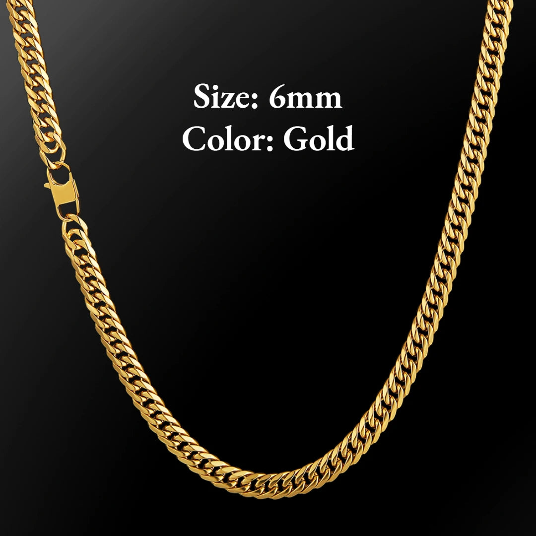 Wholesale 6mm 8mm 18K Gold Plated Men Hiphop Jewelry Stainless Steel Miami Cuban Link Chain Women Gifts Stainless Steel Necklace-11